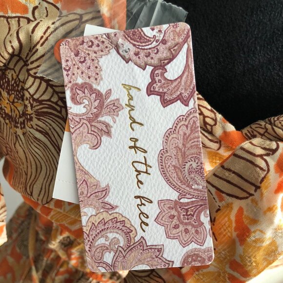 Land Of‎ The Free Floral Print Orange & Beige Maxi Dress With Cutout Size Small - Picture 3 of 9